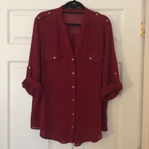 Sheer button down top